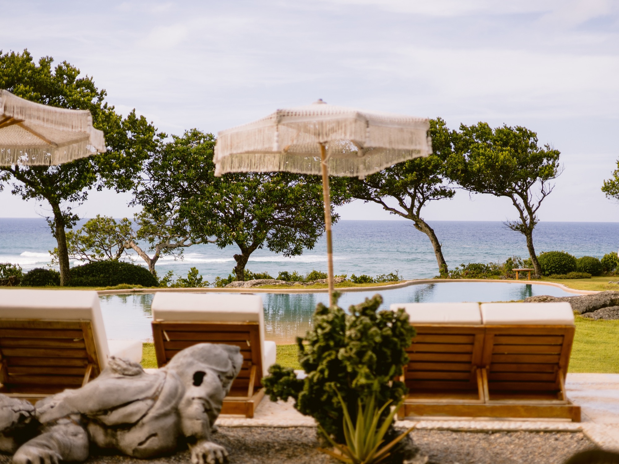 Oceanfront boutique villa terrace on the Caribbean coast